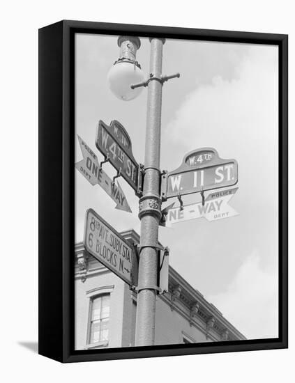Street Light with Signs-null-Framed Premier Image Canvas