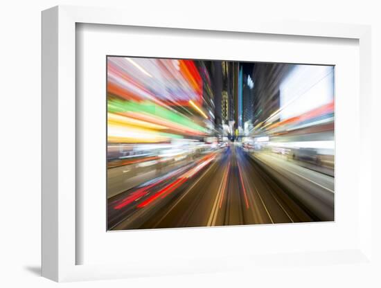 Street Lights from Hong Kong Tramway Street Car, China-Paul Souders-Framed Photographic Print