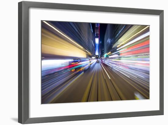 Street Lights from Hong Kong Tramway Street Car, China-Paul Souders-Framed Photographic Print