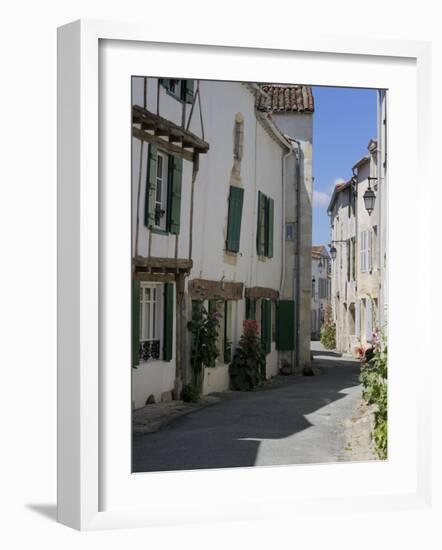 Street Lined with Hollyhocks, St. Martin-De-Re, Ile De Re Charente-Maritime, France, Europe-Peter Richardson-Framed Photographic Print