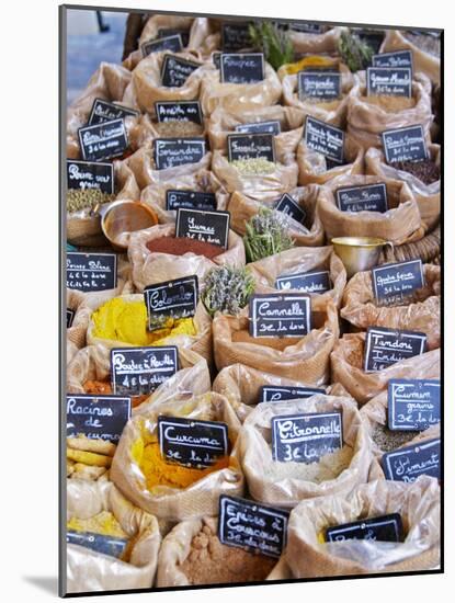 Street Market, Merchant's Stall, Provencal Spices, Sanary, Var, Cote d'Azur, France-Per Karlsson-Mounted Photographic Print