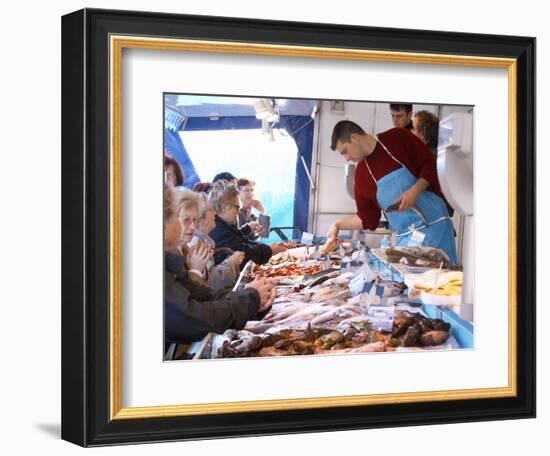 Street Market, Merchant's Stall with Fish, Sanary, Var, Cote d'Azur, France-Per Karlsson-Framed Photographic Print