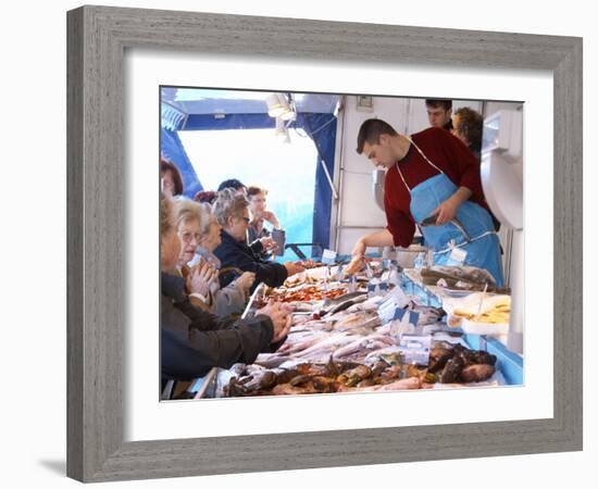 Street Market, Merchant's Stall with Fish, Sanary, Var, Cote d'Azur, France-Per Karlsson-Framed Photographic Print