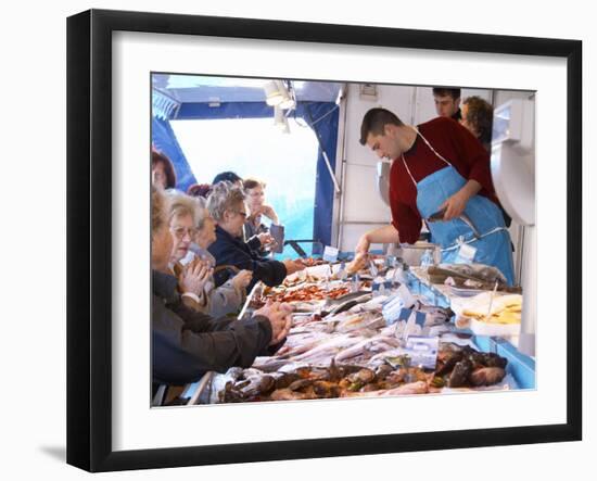 Street Market, Merchant's Stall with Fish, Sanary, Var, Cote d'Azur, France-Per Karlsson-Framed Photographic Print