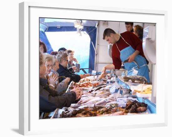 Street Market, Merchant's Stall with Fish, Sanary, Var, Cote d'Azur, France-Per Karlsson-Framed Photographic Print