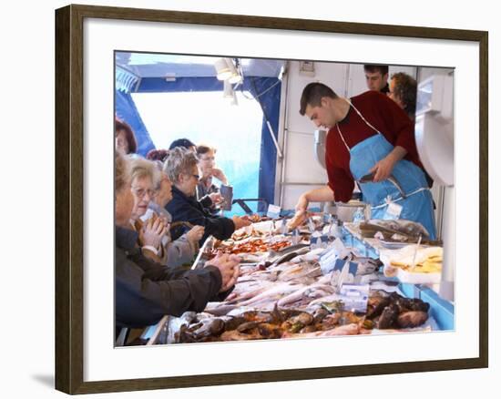 Street Market, Merchant's Stall with Fish, Sanary, Var, Cote d'Azur, France-Per Karlsson-Framed Photographic Print