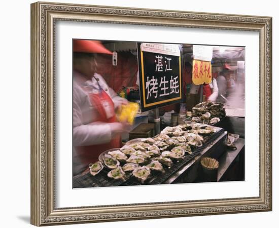 Street Market Selling Oysters in Wanfujing Shopping Street, Beijing, China-Kober Christian-Framed Photographic Print