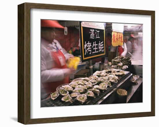 Street Market Selling Oysters in Wanfujing Shopping Street, Beijing, China-Kober Christian-Framed Photographic Print