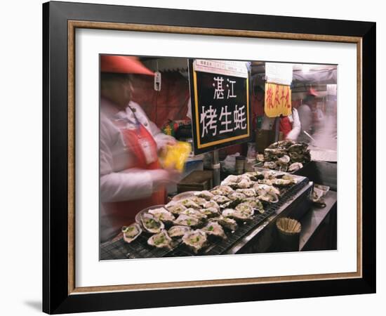 Street Market Selling Oysters in Wanfujing Shopping Street, Beijing, China-Kober Christian-Framed Photographic Print