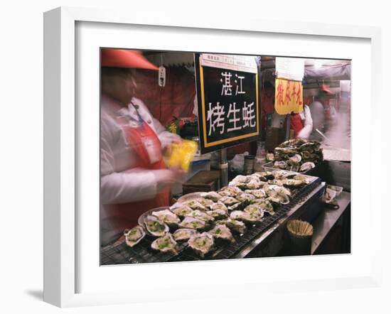 Street Market Selling Oysters in Wanfujing Shopping Street, Beijing, China-Kober Christian-Framed Photographic Print