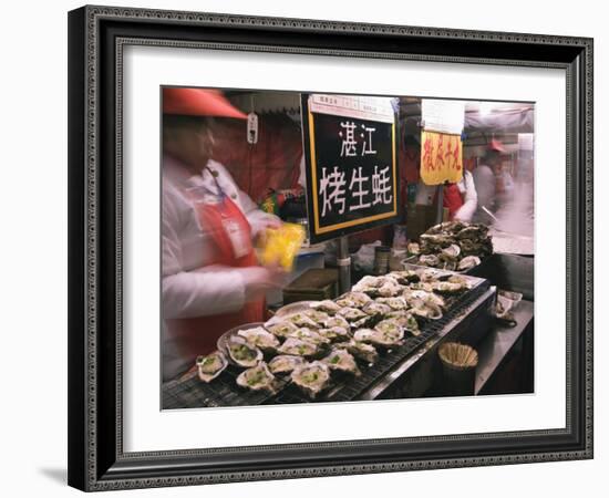 Street Market Selling Oysters in Wanfujing Shopping Street, Beijing, China-Kober Christian-Framed Photographic Print