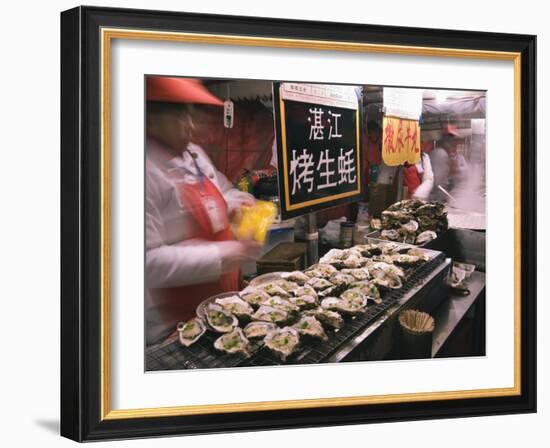 Street Market Selling Oysters in Wanfujing Shopping Street, Beijing, China-Kober Christian-Framed Photographic Print