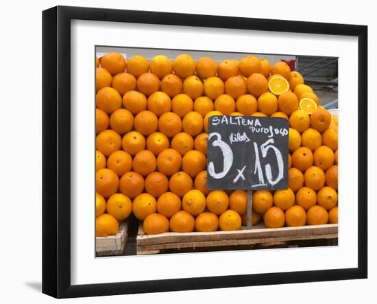 Street Market Stall Selling Oranges, Saltena Puo Jugo, Montevideo, Uruguay-Per Karlsson-Framed Photographic Print