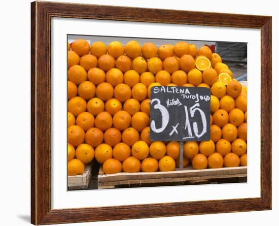 Street Market Stall Selling Oranges, Saltena Puo Jugo, Montevideo, Uruguay-Per Karlsson-Framed Photographic Print