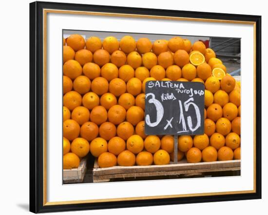 Street Market Stall Selling Oranges, Saltena Puo Jugo, Montevideo, Uruguay-Per Karlsson-Framed Photographic Print