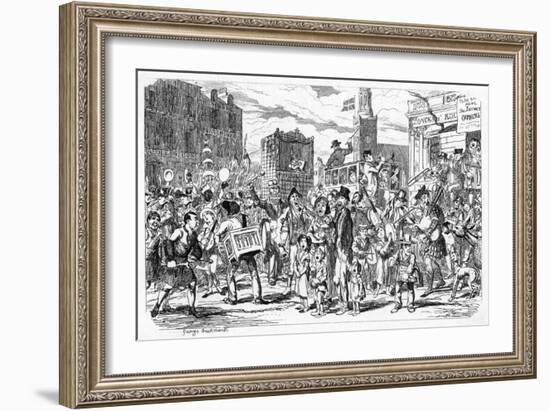 Street Music: St Cecilia's Day Street Scene, 1837-George Cruikshank-Framed Art Print