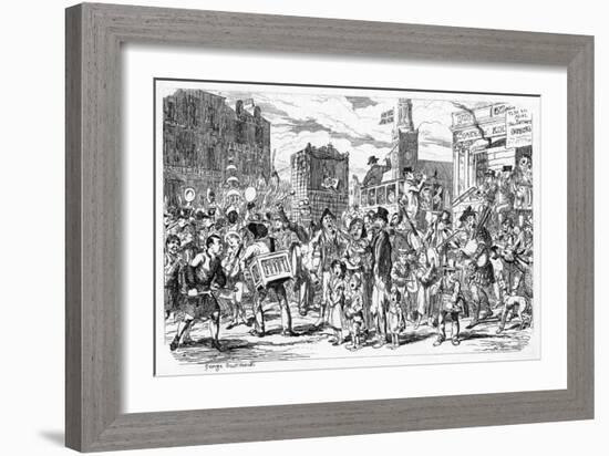 Street Music: St Cecilia's Day Street Scene, 1837-George Cruikshank-Framed Art Print