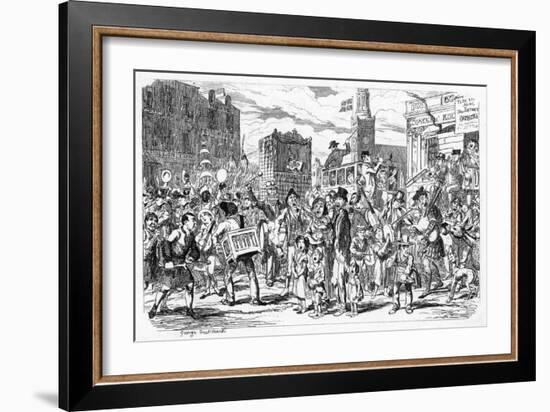 Street Music: St Cecilia's Day Street Scene, 1837-George Cruikshank-Framed Art Print