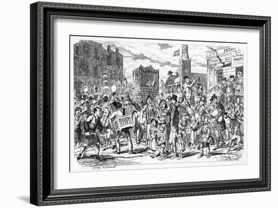 Street Music: St Cecilia's Day Street Scene, 1837-George Cruikshank-Framed Art Print