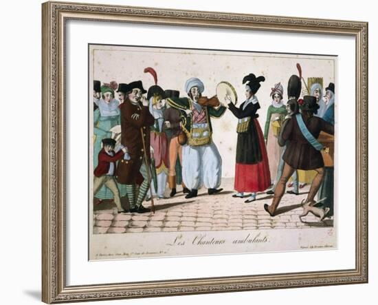 Street Musicians Performing in Streets of Paris, France-null-Framed Giclee Print