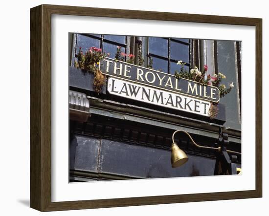 Street Name Sign in the Royal Mile, Edinburgh, Scotland-Peter Thompson-Framed Photographic Print