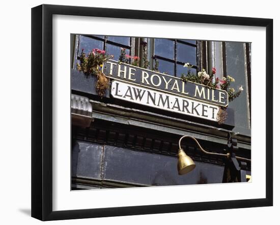 Street Name Sign in the Royal Mile, Edinburgh, Scotland-Peter Thompson-Framed Photographic Print