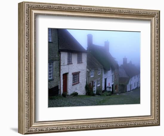 Street of "Gold Hill" Shrouded in Fog, Shaftesbury, Dorset, England-Jan Stromme-Framed Photographic Print