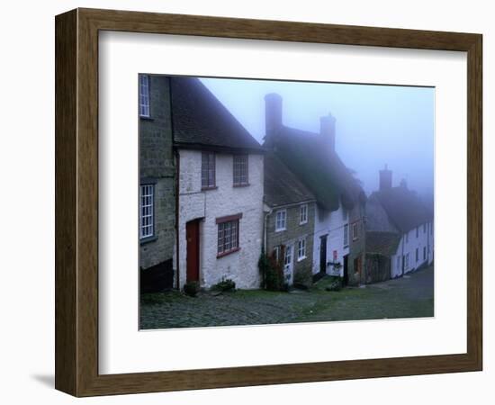 Street of "Gold Hill" Shrouded in Fog, Shaftesbury, Dorset, England-Jan Stromme-Framed Photographic Print