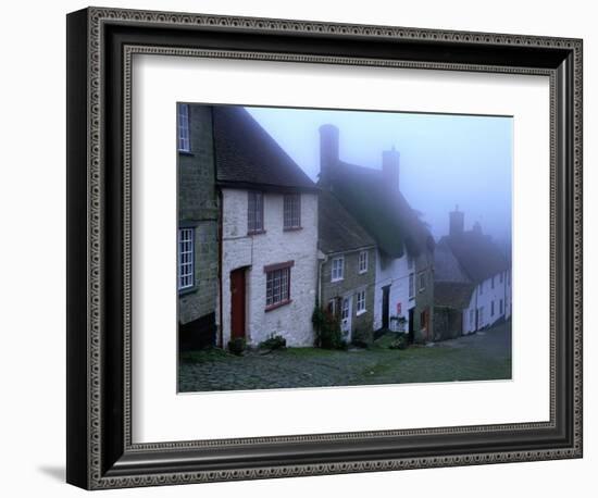 Street of "Gold Hill" Shrouded in Fog, Shaftesbury, Dorset, England-Jan Stromme-Framed Photographic Print