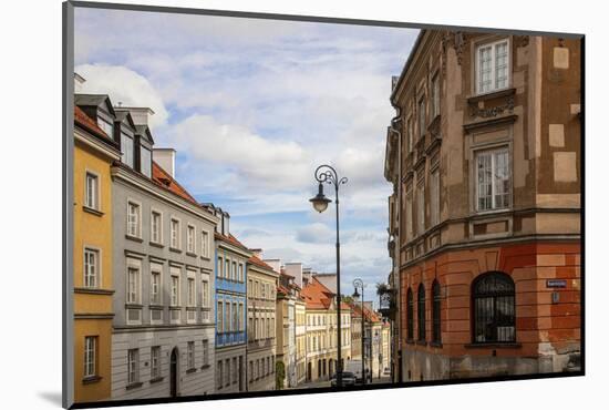 Street of homes is off the main square in Old Town Warsaw. Homes have been restored-Mallorie Ostrowitz-Mounted Photographic Print