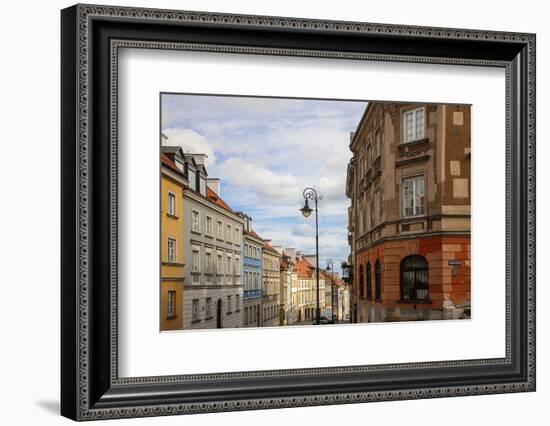 Street of homes is off the main square in Old Town Warsaw. Homes have been restored-Mallorie Ostrowitz-Framed Photographic Print