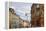 Street of homes is off the main square in Old Town Warsaw. Homes have been restored-Mallorie Ostrowitz-Framed Premier Image Canvas