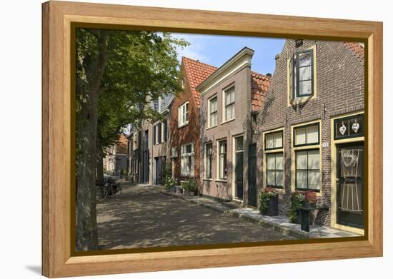 Street of Uniquely Individual Dutch Houses, Zuider Havendijk, Enkhuizen, North Holland, Netherlands-Peter Richardson-Framed Premier Image Canvas