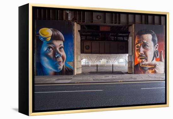 Street Painting on a Wall in Glasgow-Craig Roberts-Framed Premier Image Canvas