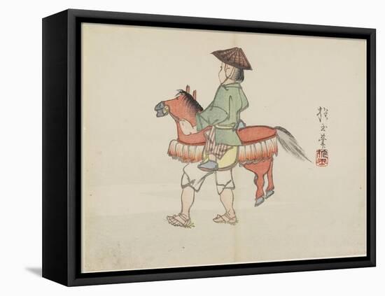 (Street Performer with Horse Costume), C. 1830-Hogyoku-Framed Premier Image Canvas