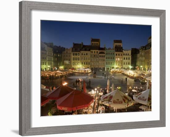 Street Performers, Cafes and Stalls at Dusk, Old Town Square (Rynek Stare Miasto), Warsaw, Poland-Gavin Hellier-Framed Photographic Print