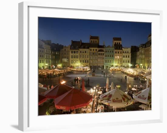 Street Performers, Cafes and Stalls at Dusk, Old Town Square (Rynek Stare Miasto), Warsaw, Poland-Gavin Hellier-Framed Photographic Print