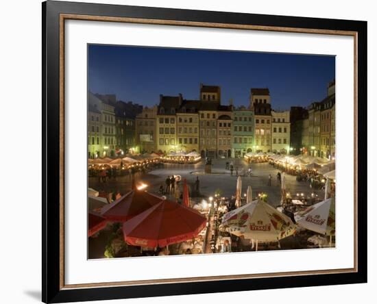 Street Performers, Cafes and Stalls at Dusk, Old Town Square (Rynek Stare Miasto), Warsaw, Poland-Gavin Hellier-Framed Photographic Print