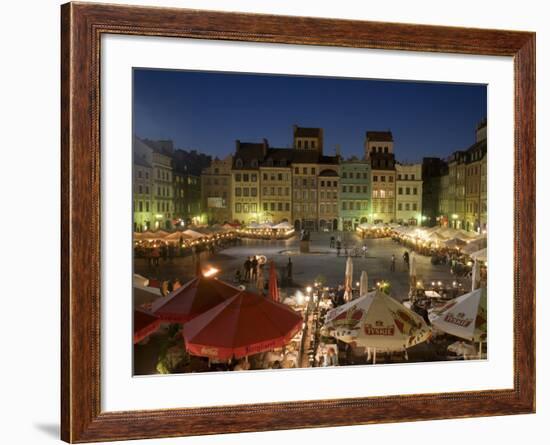 Street Performers, Cafes and Stalls at Dusk, Old Town Square (Rynek Stare Miasto), Warsaw, Poland-Gavin Hellier-Framed Photographic Print