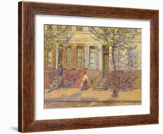 Street Scene, 1912 (Oil on Panel)-Henri Duhem-Framed Giclee Print