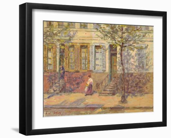 Street Scene, 1912 (Oil on Panel)-Henri Duhem-Framed Giclee Print