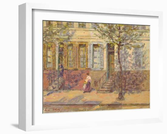 Street Scene, 1912 (Oil on Panel)-Henri Duhem-Framed Giclee Print