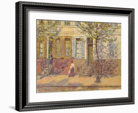 Street Scene, 1912 (Oil on Panel)-Henri Duhem-Framed Giclee Print