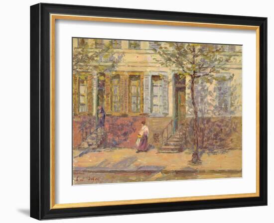 Street Scene, 1912 (Oil on Panel)-Henri Duhem-Framed Giclee Print