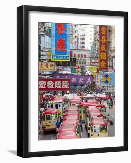 Street Scene and Mini Bus Station, Mong Kok, Kowloon, Hong Kong, China, Asia-Gavin Hellier-Framed Photographic Print