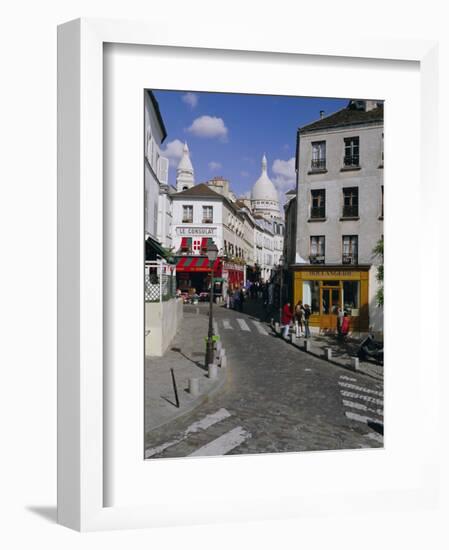 Street Scene and the Dome of the Basilica of Sacre Coeur, Montmartre, Paris, France, Europe-Gavin Hellier-Framed Photographic Print