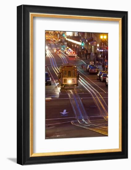 Street Scene at Night with Historic San Francisco Street Car-Miles-Framed Photographic Print