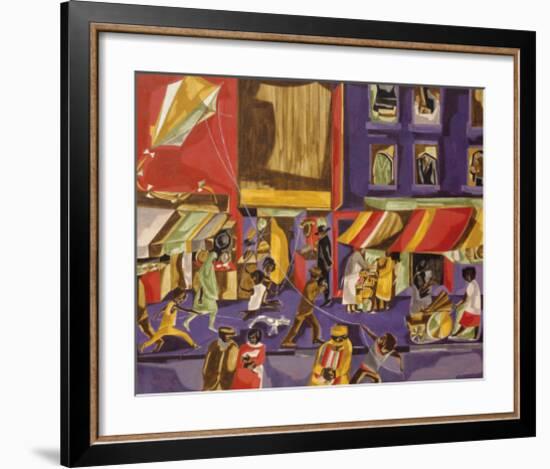 Street Scene (Boy with Kite), 1962-Jacob Lawrence-Framed Art Print