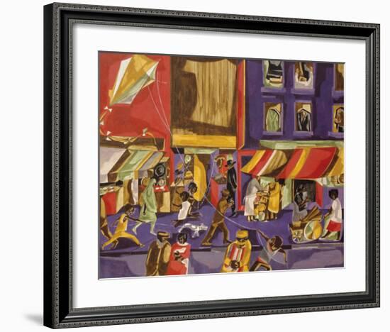 Street Scene (Boy with Kite), 1962-Jacob Lawrence-Framed Art Print