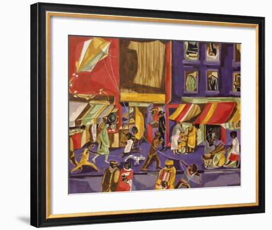 Street Scene (Boy with Kite), 1962-Jacob Lawrence-Framed Art Print